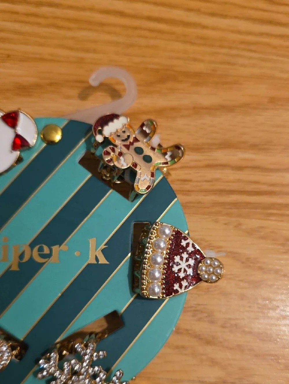 piper•k Holiday Hair Clip Set for Kids - Red, White, Gold